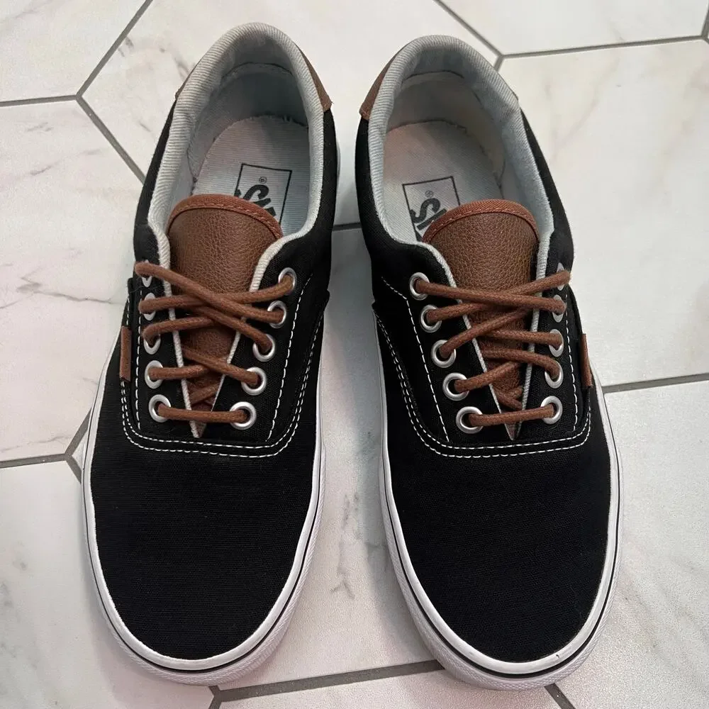 Vans Era 59 Black Canvas Leather Detail Sneaker Shoe Size 8 Women - Picture 2 of 9